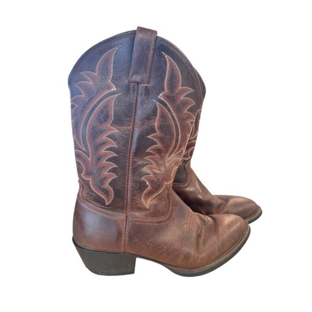 Tony Lama Western Cowboy Boots Men's 9D Brown Leather Style Model‎ 8B2021